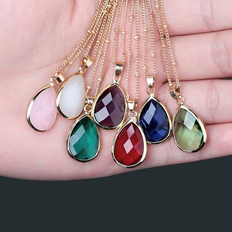 12 Crystal Birthstone Waterdrop Necklace-Your Soul Place