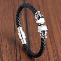Thumbnail for Protection Skull Stainless Steel Leather Bracelet-Your Soul Place
