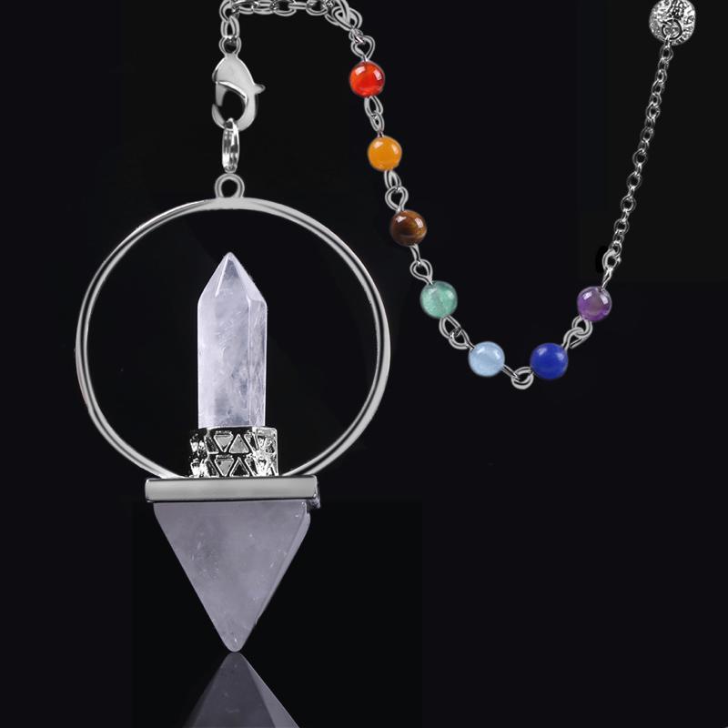 Reiki Healing Crystal Point 7 Chakra Pendulum-Your Soul Place