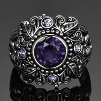 Thumbnail for Flower Purple Amethyst Ring-Your Soul Place