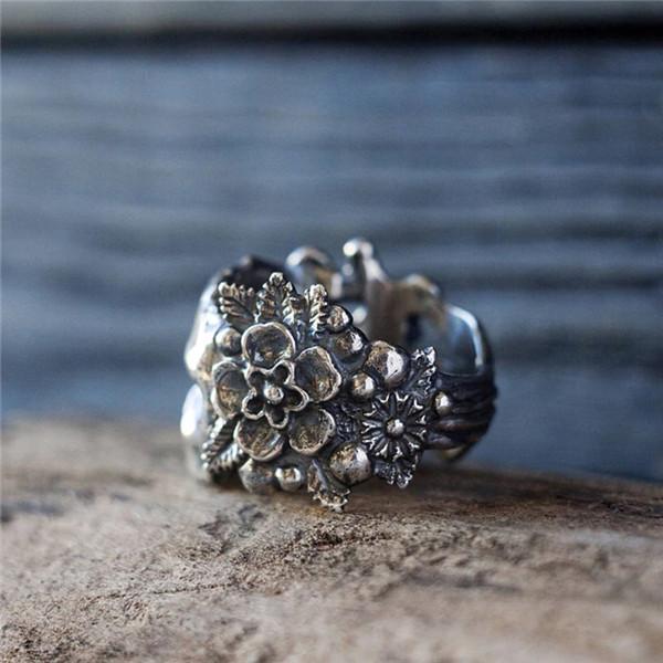 Gothic Style Skull Flower Ring-Your Soul Place