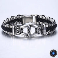 Thumbnail for Stainless Steel Aztec Leather Woven Bracelet-Your Soul Place