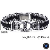 Thumbnail for Stainless Steel Aztec Leather Woven Bracelet-Your Soul Place