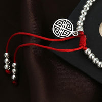 Thumbnail for Sterling Silver Lucky Red Rope Prosperity Bracelet