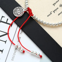 Thumbnail for Sterling Silver Lucky Red Rope Prosperity Bracelet