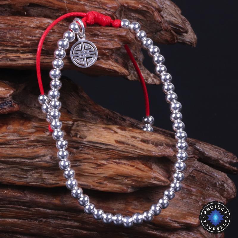 Sterling Silver Lucky Red Rope Prosperity Bracelet-Your Soul Place
