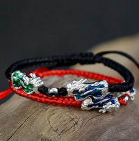 Thumbnail for Sterling Silver Thermochromic Pixiu Lucky Buddhist Rope Bracelet-Your Soul Place