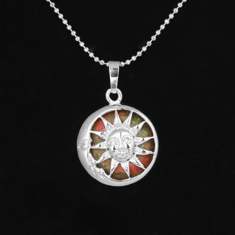 Sun And Moon Healing Stone Openwork Necklace