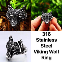 Thumbnail for Viking Wolf Stainless Steel Ring-Your Soul Place