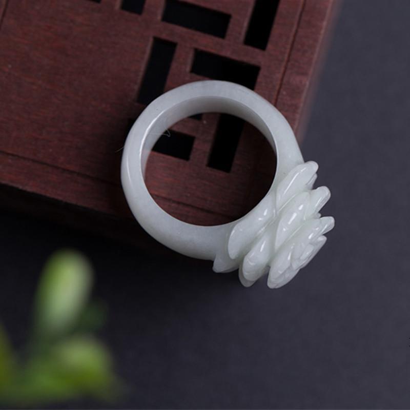 White Jadeite Rose Ring-Your Soul Place